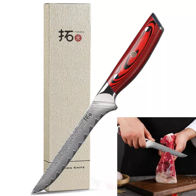 TURWHO 6.5'' Boning Knife Japanese VG10 Damascus Steel Filleting Deboning Knife