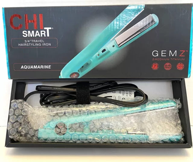 CHI Smart Titanium Ceramic Travel Flat Iron, 3/4" Aqua CS1183 Dual voltage NIB