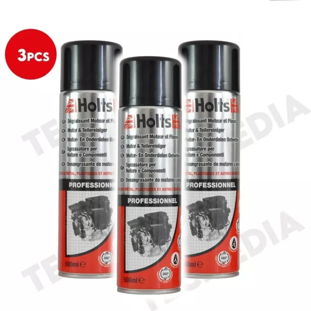 Holts Sgrassatore Spray per Pulizia Motori e Componenti Meccanici 500ml x3 Pezzi