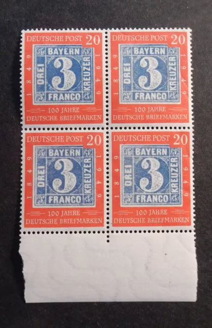 Bund, 114 ** 100 J. Briefmarken 4er-Block  Viererblock +Unterrand geprSchlegel
