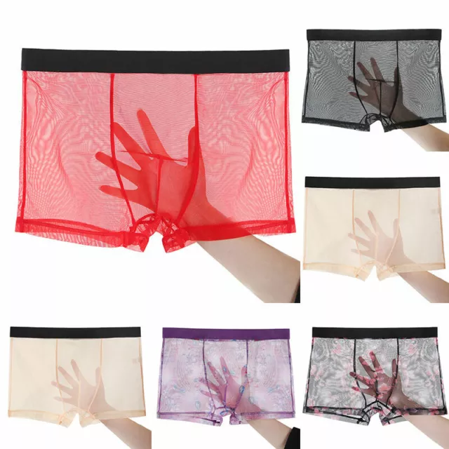 Boxer Transparent Transparent Pour Hommes Sous-Vêtement Sexy Short En Maille R