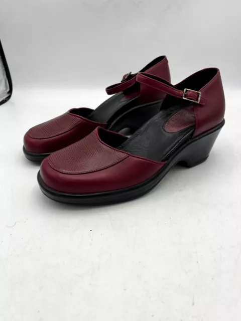 Dansko Briana Leather Adjustable Strap Mary Jane Clogs Ruby Red Women's Size 38