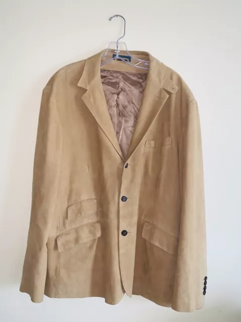 Polo Ralph Lauren Men XL Tan Suede Leather Blazer Jacket Coat Beige Brown