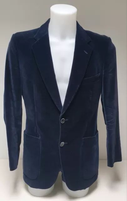 Vintage 70's 80s Blue Velvet ST MICHAEL Jacket (M&S) Single Breasted UK 37/38ins