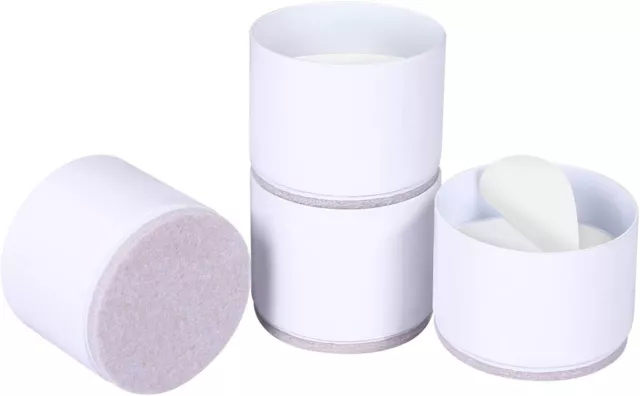 4 Pcs Round Heavy Duty Solid Steel Furniture Risers  2” High 3” Diameter - White