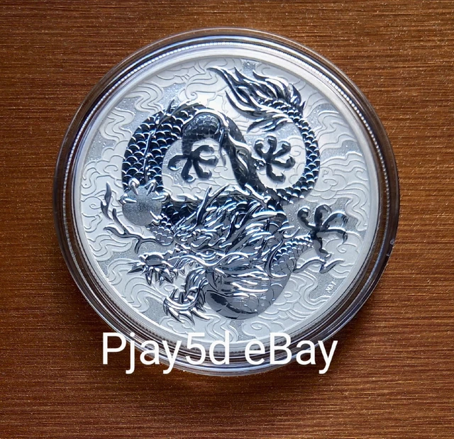 thumbnail interactive-video image 1 of 2024 Perth Mint 1oz Silver Dragon Coin - LILAC Color, 'P125' Mintmark, In Capsule 1 of 2