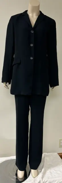 JIL SANDER Black Rayon Blend 2 pc Pant Suit Blazer Sz 40 EUC