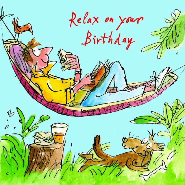 Carte De Vœux Joyeux Anniversaire Homme Relaxant Dans Le Jardin Hamac Par Quentin Blake Eur 5 39 Picclick Fr