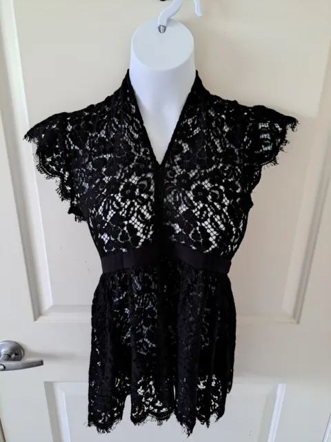 RACHEL ZOE Women's Black Lace Mini Dress  Size 10 Victorian Goth Style Cocktail