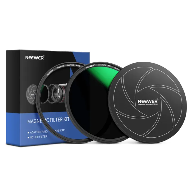Neewer 72mm Magnetic Quick-to-Install ND1000 Lens Filter Kit &Cap&Adapter Ring