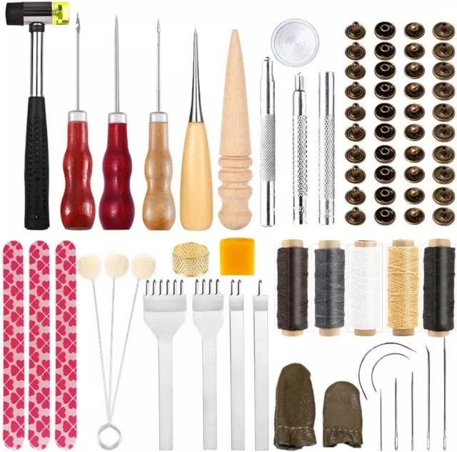 Bamru Leder Werkzeug Set, Leder DIY Werkzeuge Für Anfänger, Leder Nähen Set Mit