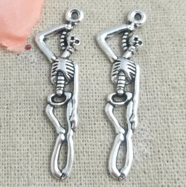 Free Ship 80 pcs charms pendant tibetan silver skull 42x12mm