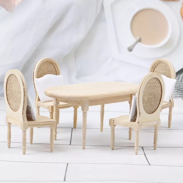1:12 Dollhouse Miniature Dining Table Chair Set Doll House Kitchen Furniture-va