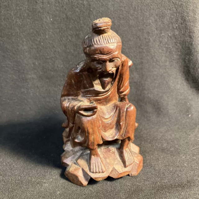 Wooden.Hand carved hard wood Chinese figure .fisherman ,sculpture.