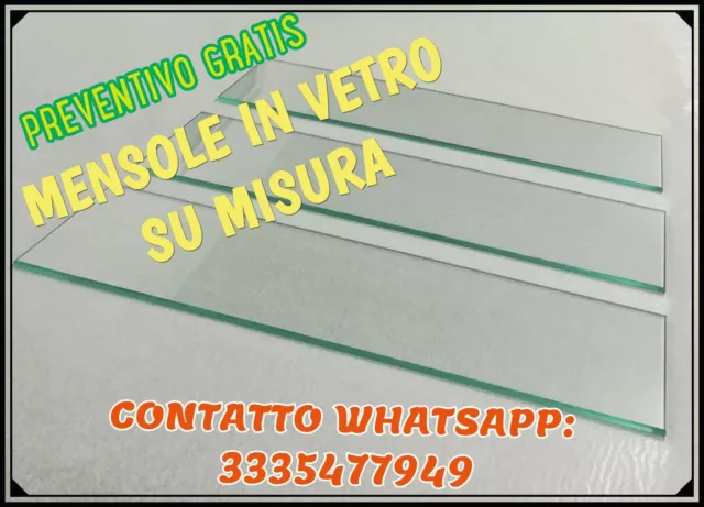 MENSOLE IN VETRO  3pz  16,5 cm X 31cm  spessore 4mm filo lucido