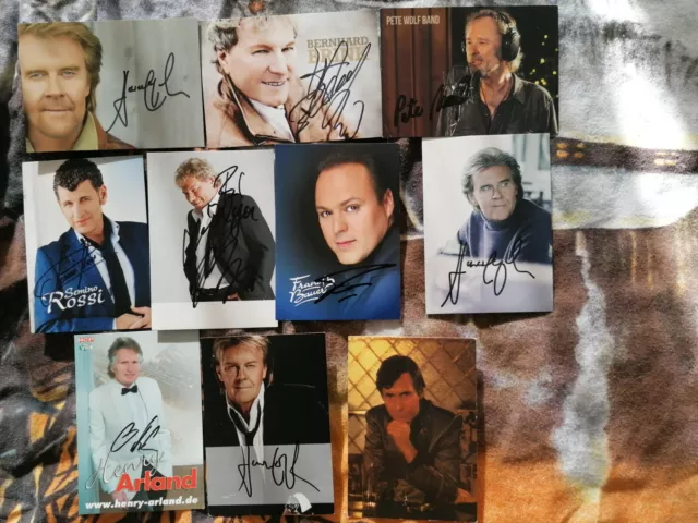 Autogramm Sammlung  - 10  Orig. Autogrammkarten "Schlagersänger" & Cd