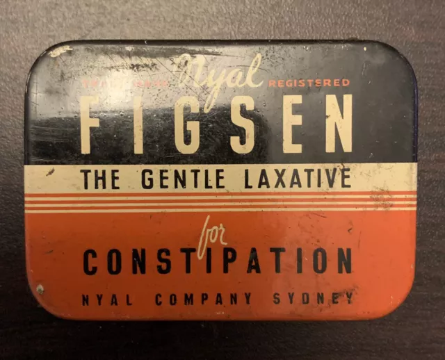 Vintage Nyal Figsen Gentle Laxative for Constipation Tin Sydney Mini Globes