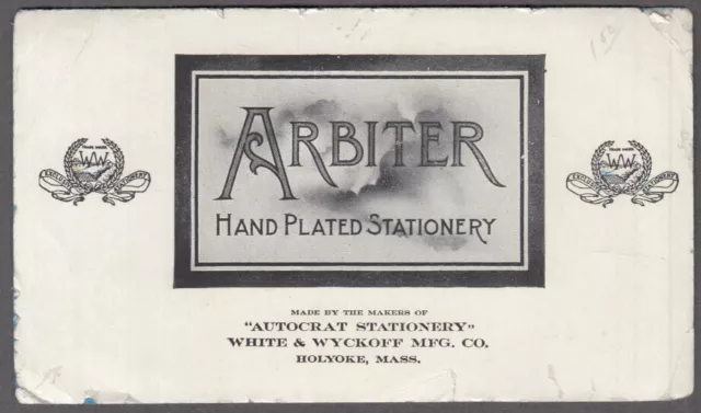 Arbiter Hand Plates Stationery blotter White & Wyckoff Holyoke MA ca 1920s