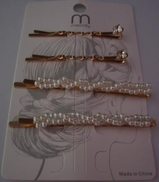 MELODY Ladies  Fancy Decorative Hair Bobby Pins 4-Count Pack = NEW