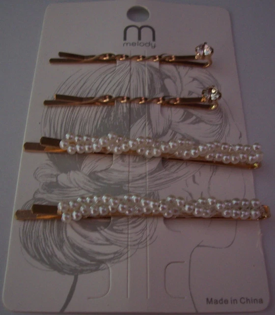 MELODY Ladies  Fancy Decorative Hair Bobby Pins 4-Count Pack = NEW