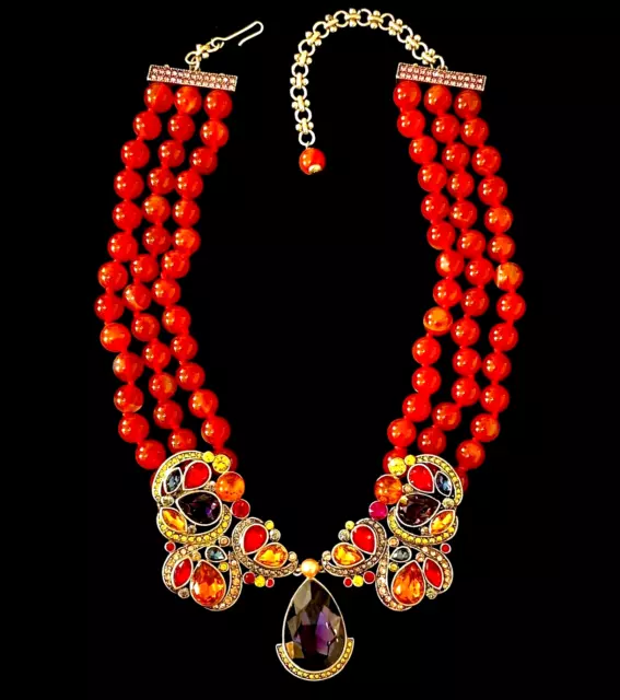 Heidi Daus Baroque Carnelian Crystal Beaded Necklace