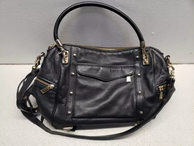 Rebecca Minkoff Cupid Satchel Black Leather Handbag Women's