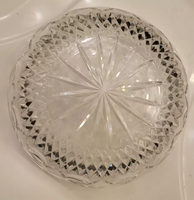 Vintage Crystal Clear Flower Etch European Salad Serving Dish Bowl 3