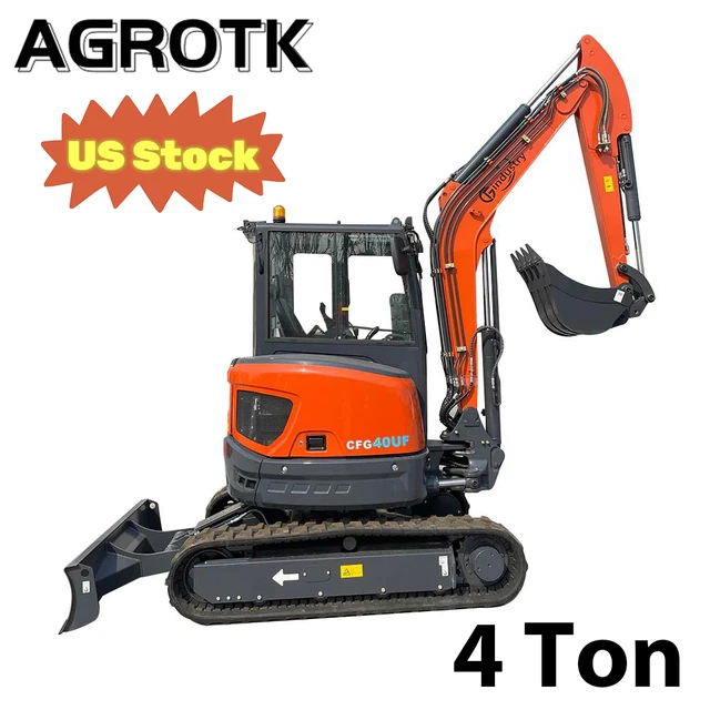 Mini Excavator Digger 25 HP 4 ton Tracked Crawler B&S Kubota Engine Backhoe
