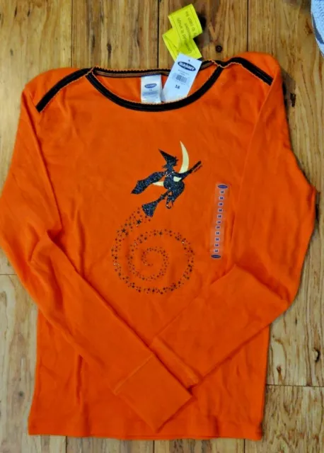 Old Navy Halloween Witch On Broom Shirt Girls Size 16