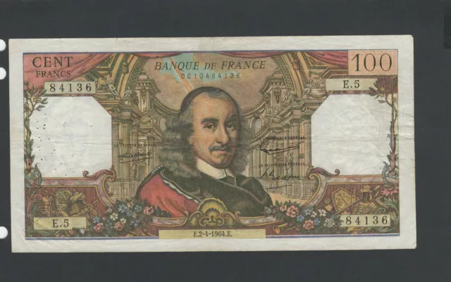 Billet 100 Francs Corneille 02/04/64 TTB Fay 65-01