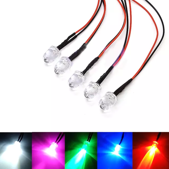 10mm LED mit 20cm Kabel Deko Leuchtdioden Dioden 3V 6 12V 24V 36 48 72 110V 220V