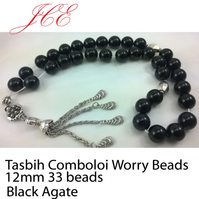 tasbih worry beads Komboloi brushed silver authentic semi precious stones JCE11