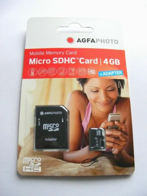 4GB Micro SDHC Card ( 4 GB MicroSDHC Karte ) AGFAPHOTO Neu