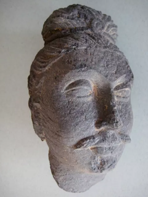 Ancient GANDHARA BODHISATTVA BUDDHA noble SCHIST stone head from Gandharan epic