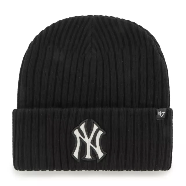 MLB New York Yankees Ny Bonnet en Laine Gros Velours Côtelé Logo Beanie Tricoté