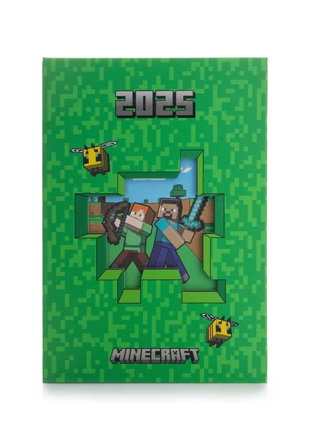 Minecraft Kalender KALENDER 2025 MINECRAFT Schulplaner Buchkalender Calendar A5 14,8x21 ...