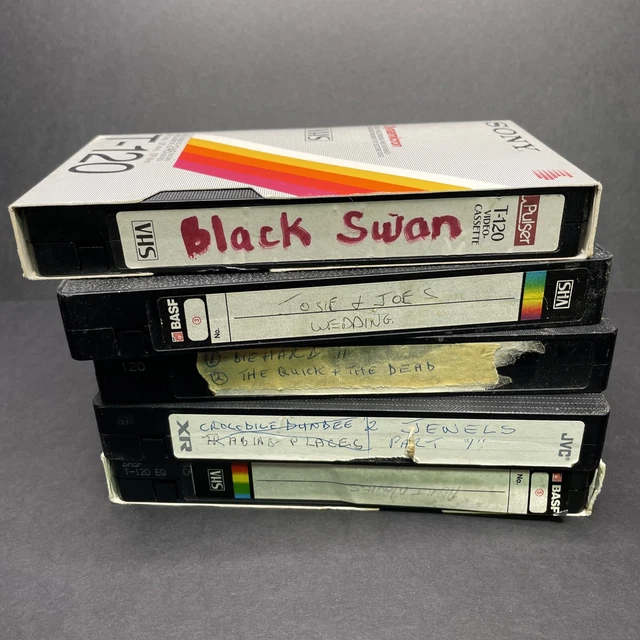 LOT OF 5 'Blank' VHS Cassette Tapes 1980s1990s PreOwned Various