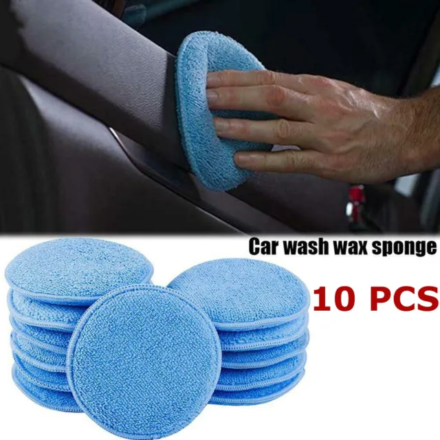 10 Pcs Car Microfibre Polishing Foam Sponge Wax Applicator Pads Cleaning Buffer