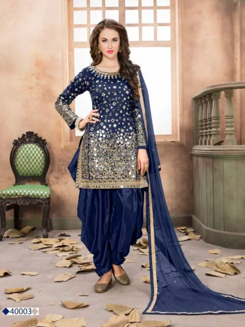 Incredible Navy Blue Color Punjabi Patiyala Dress Wedding Party Wear Salwar Kameez  Suits With Embroidery Mirror Work Heavy Net Dupatta Dress - Etsy | Patiyala  dress, Beautiful black dresses, Patiala dress