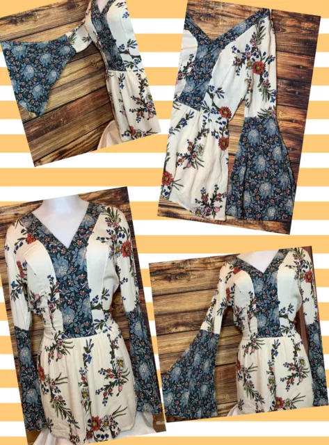 VINTAGE HAVANA Retro Floral Romper NWOT Boho Bell Sleeve Women's Junior's Size S