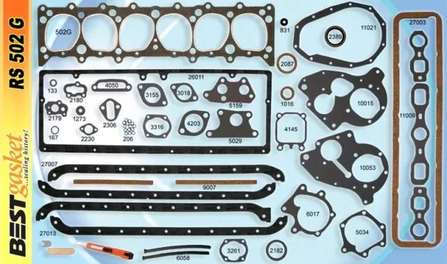 BEST Full Engine Set w/Head+Manifold Gaskets+Seals for Chevy 216 235 1937-1953*