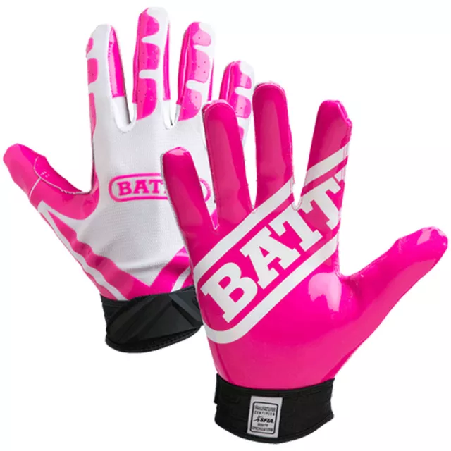 Battle Sports Receivers Ultra-Stick Football Gloves - White/Pink
