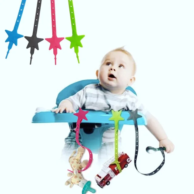 Chain Non-Toxic Teether Strap Silicone Star Pacifier Chain Stroller Hook