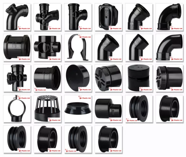 Polypipe 110mm Push Fit, Ring Seal Soil and Vent Pipe Fittings in Black