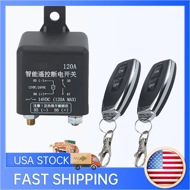 WIRELESS DUAL REMOTE 12V Car Battery Disconnect Relay Master Kill Cut