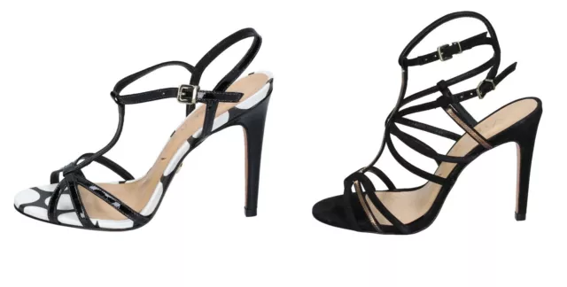 Vicenza Chaussures Femmes Sandales Élégant Couleur Noir en Cuir Nubuck Et Vernis