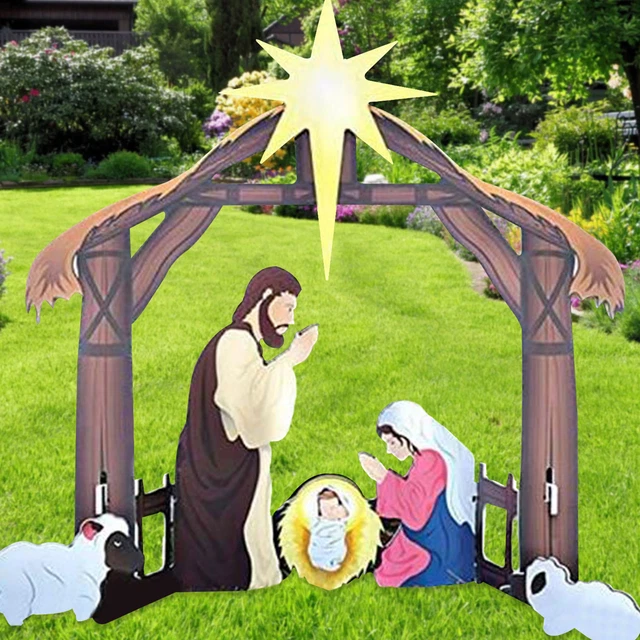 OUTDOOR NATIVITY SCENE Holy Family Nativity Set Yard Sign Christmas