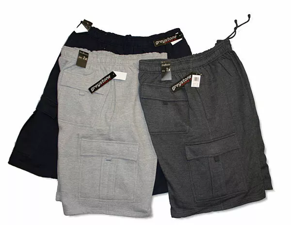 BIG TALL Greystone Fleece Cargo Shorts - HEAVY DUTY Casual Bottoms - 3X TO 10X