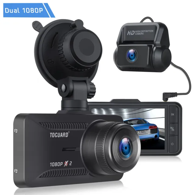 TOGUARD Both 1080P Dual Dash Cam 3 Inch IPS Front and Rear Dual Lens Car Camera