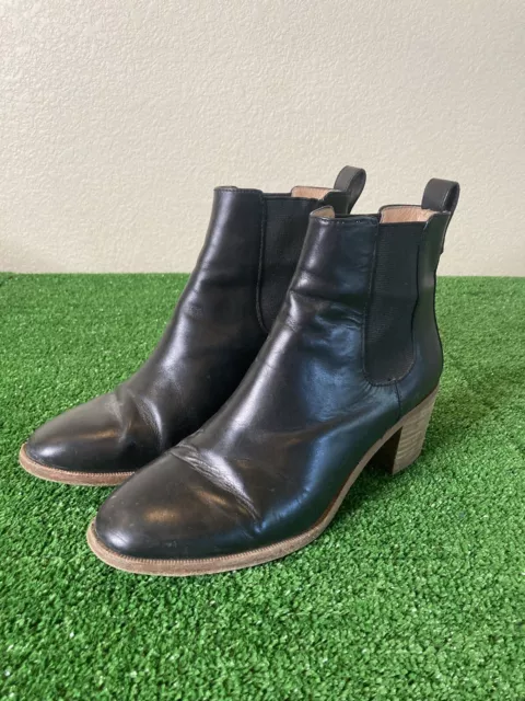 madewell black leather heeled chelsea boots womens 9